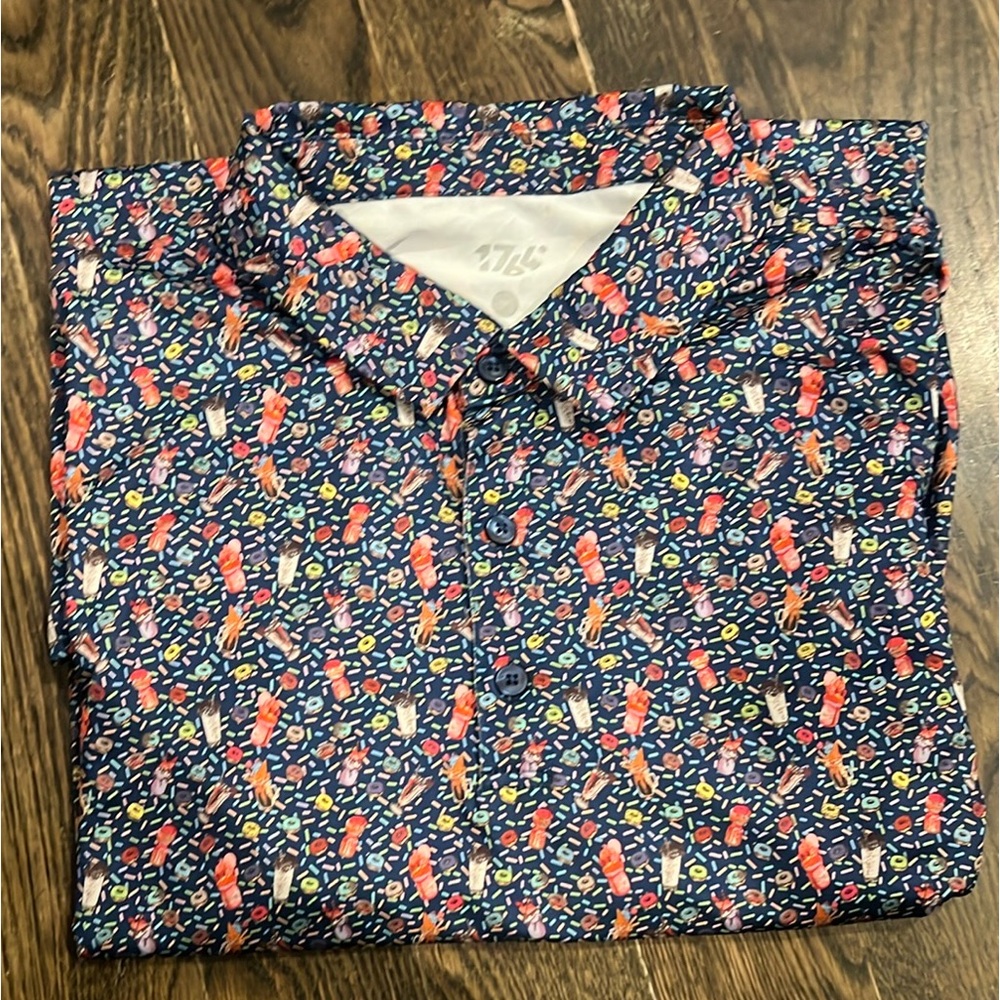 1764 Men’s Golf Shirt! Donuts and Milkshakes Print! Worn Once!